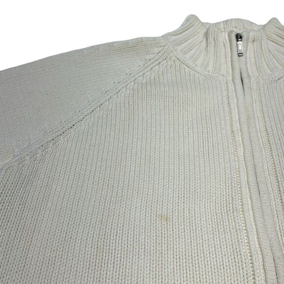 Land’s End White Knit Zip Up Sweater Cardigan Jumper Large - Picture 10 of 11